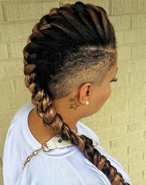 long mohawk braid with undercuts