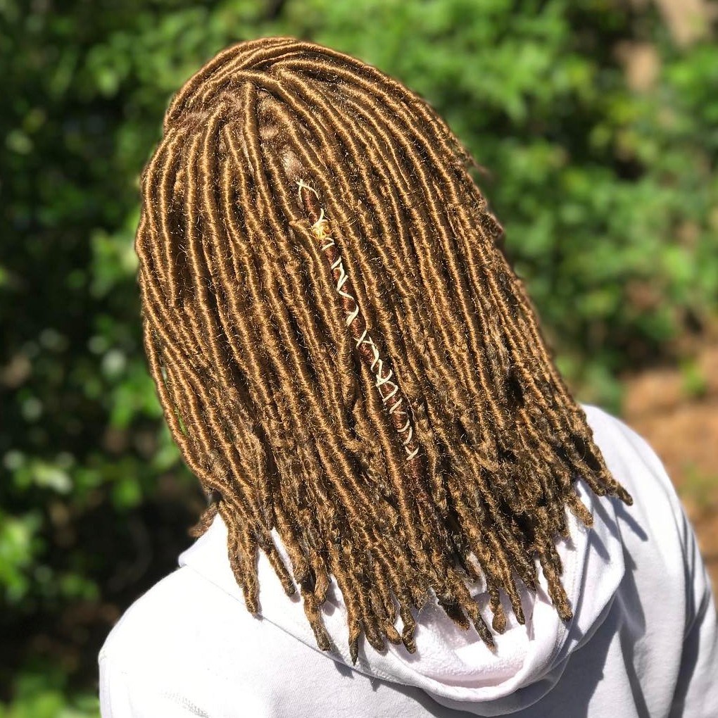 Medium Thin Golden Brown Faux Locs