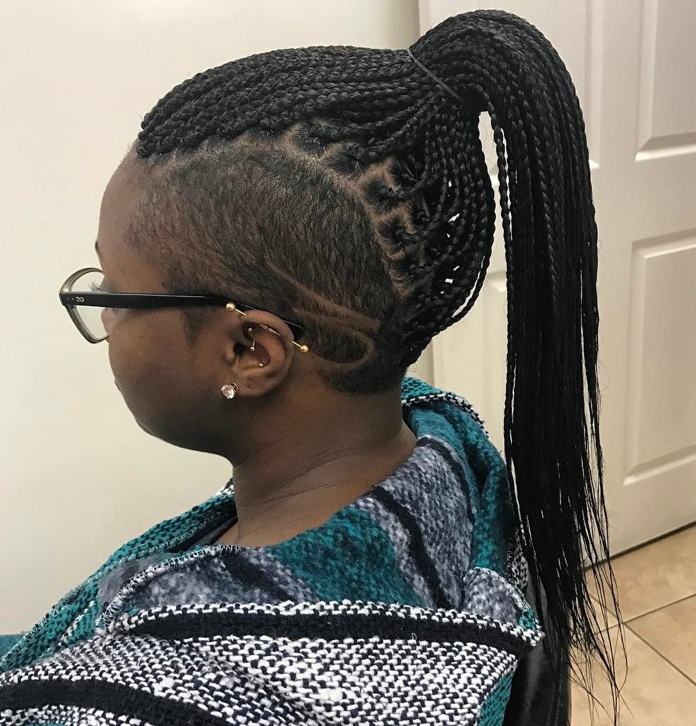 Microbraids Ponytail With Side Undershave