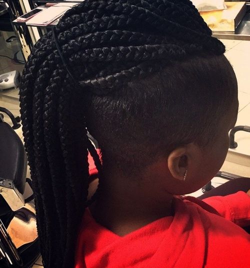 mohawk with long box braids