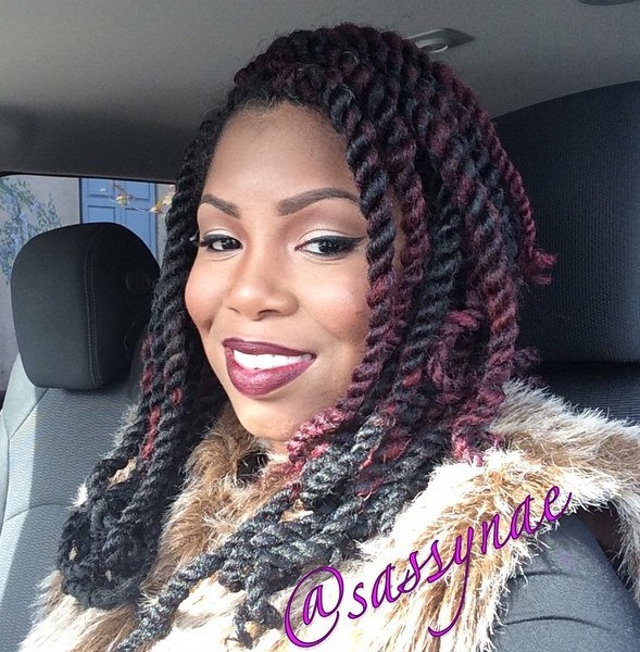 Two-Tone Medium Length Kinky Twists