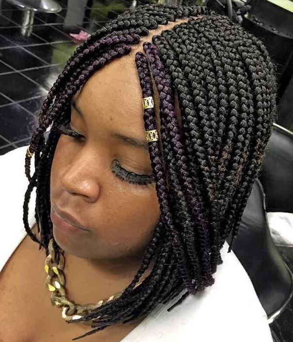 Box Braids Bob With Beads