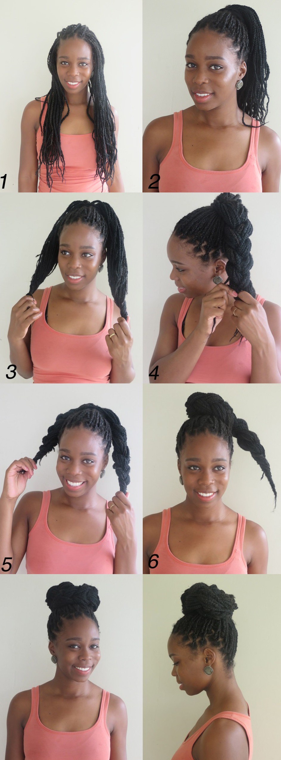 Braided Bun From Box Braids Tutorial