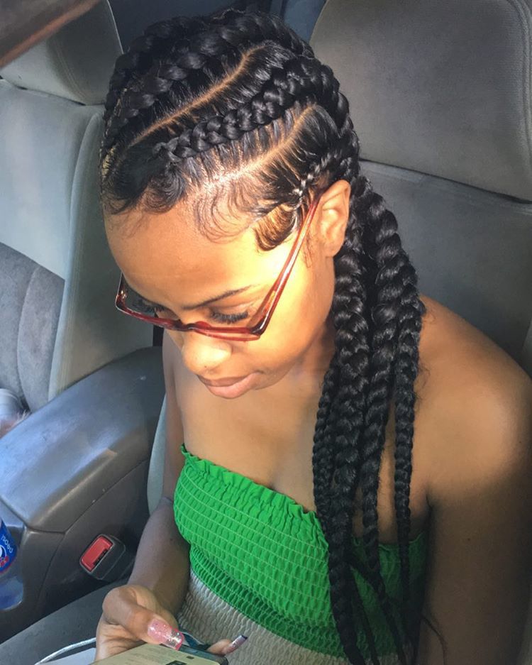 Diagonal Big Cornrow Braids