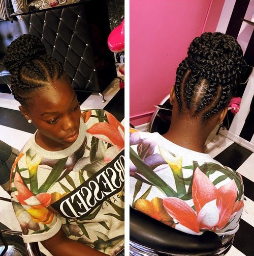 black braided bun hairstyle