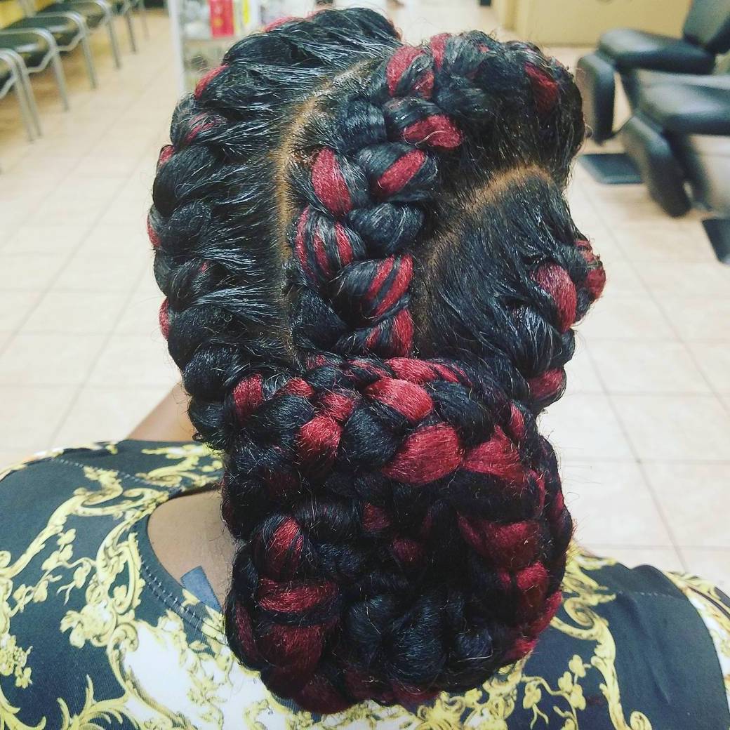 Big Goddess Braids With A Low Bun