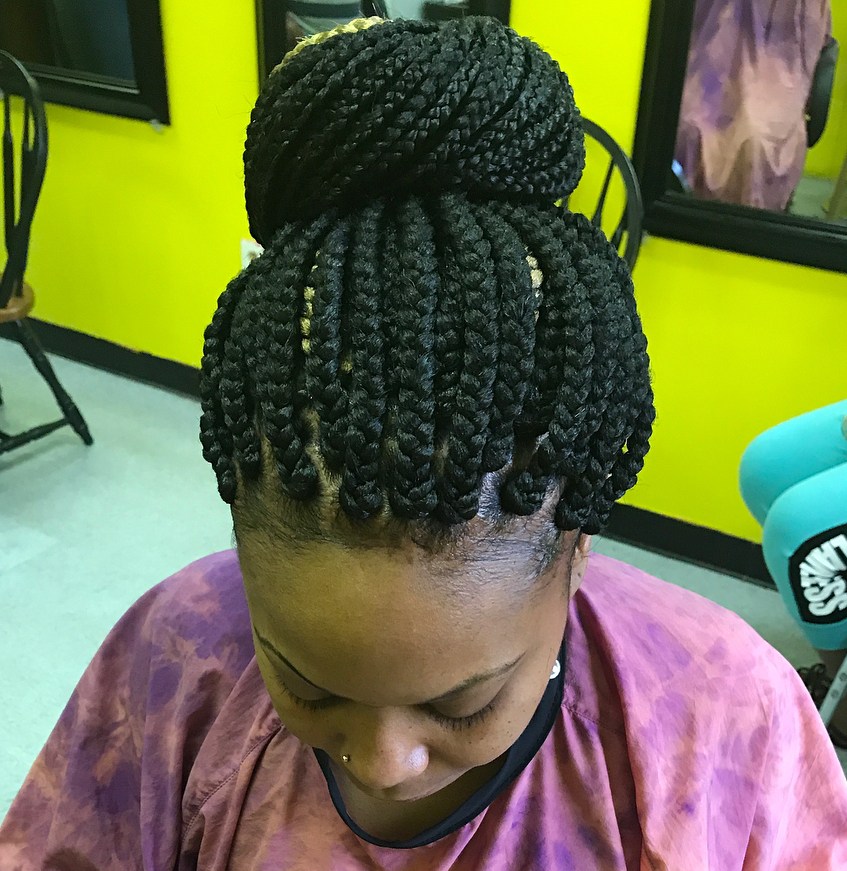 Bun Updo For Box Braids