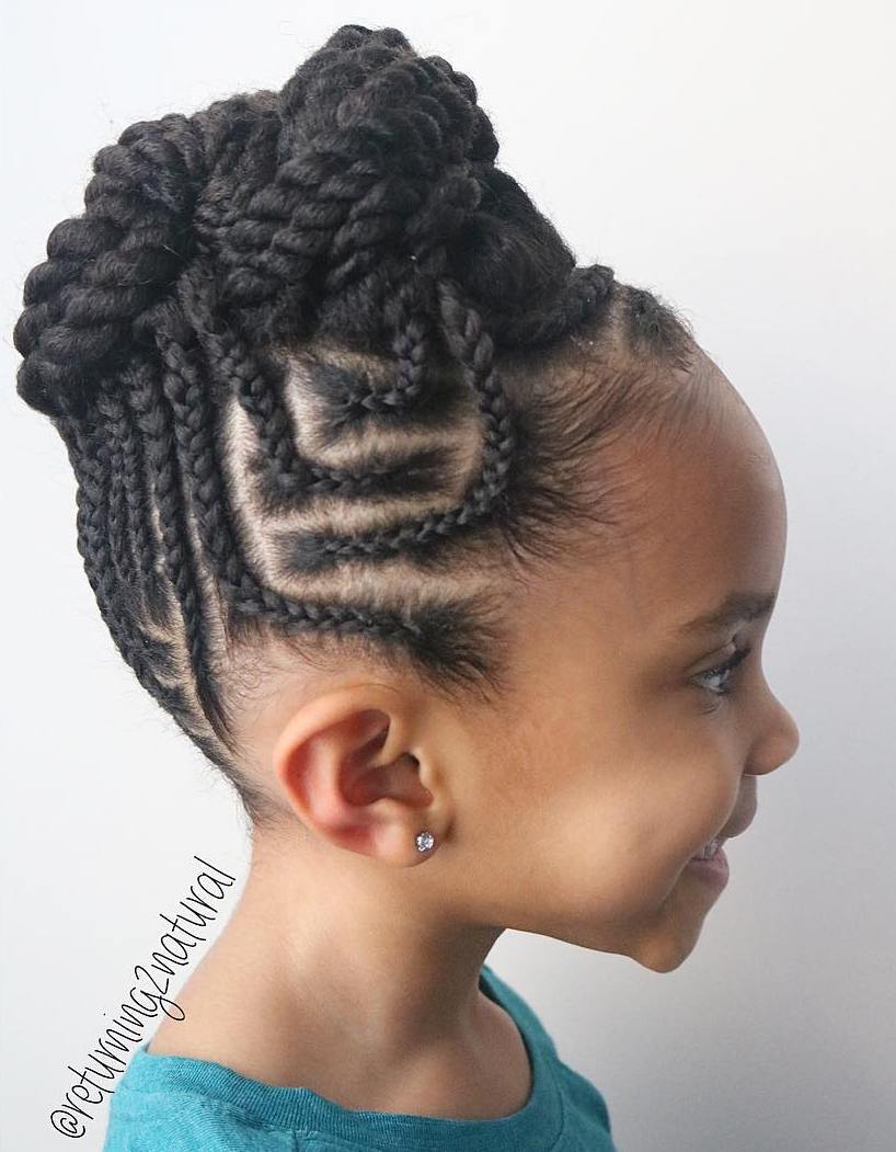 Cornrows Into Twists Updo For Girls
