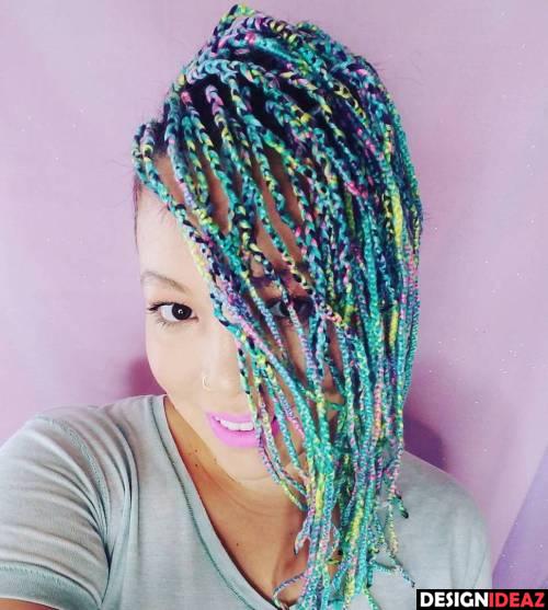 Short Teal Yarn Braids