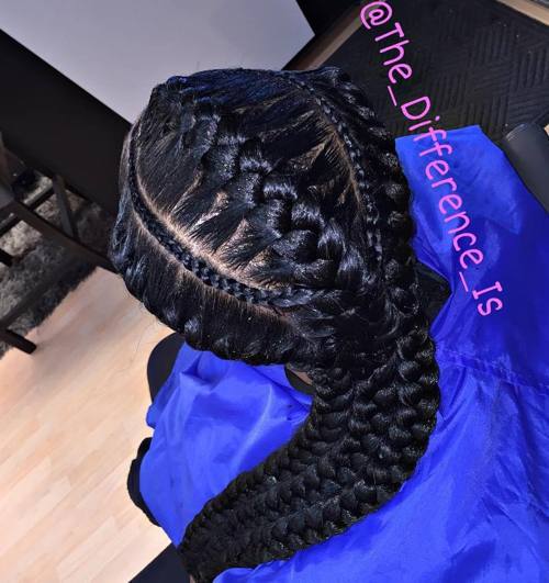 thin and thick goddess braids