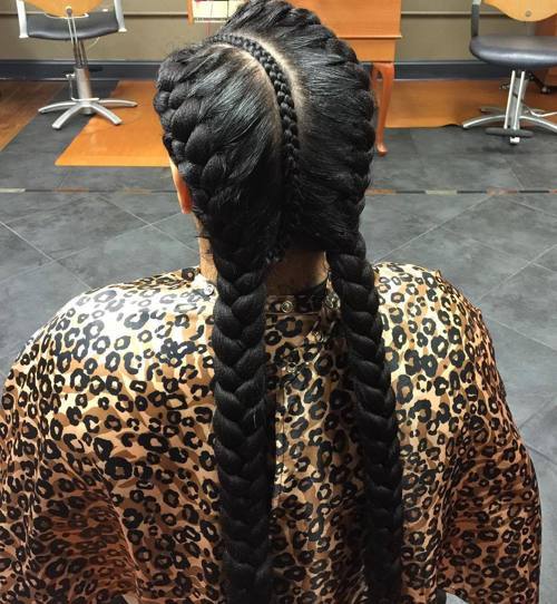 long black pigtail braids