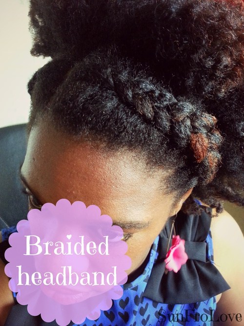 black braided updo with a headband braid