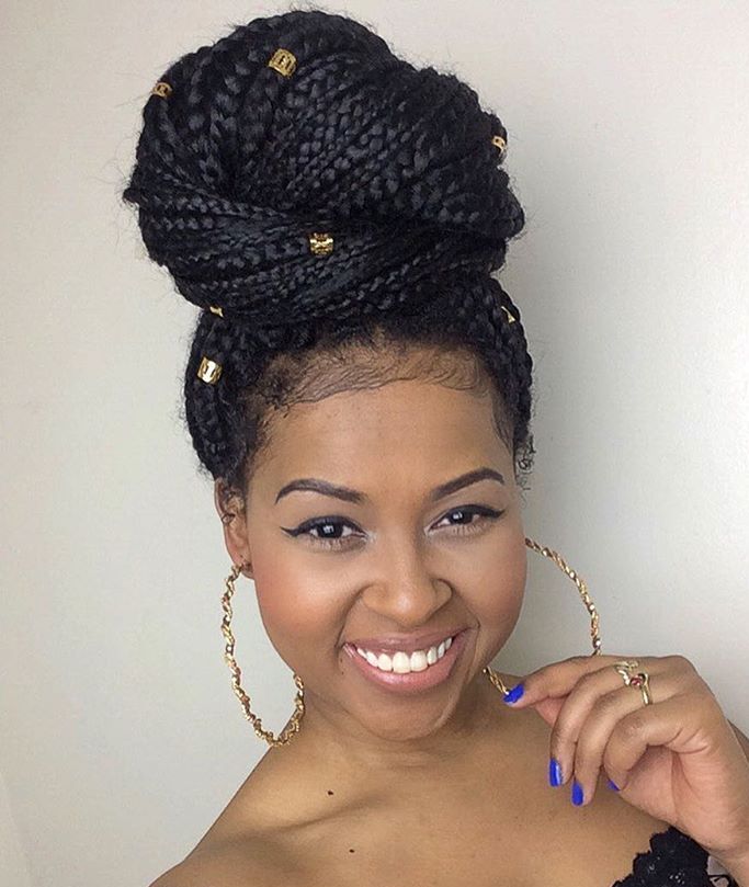 Bulky Box Braids Bun