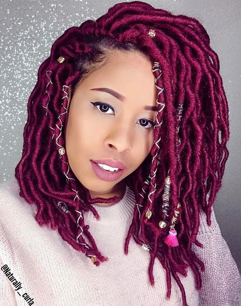 Burgundy Lob Faux Locs