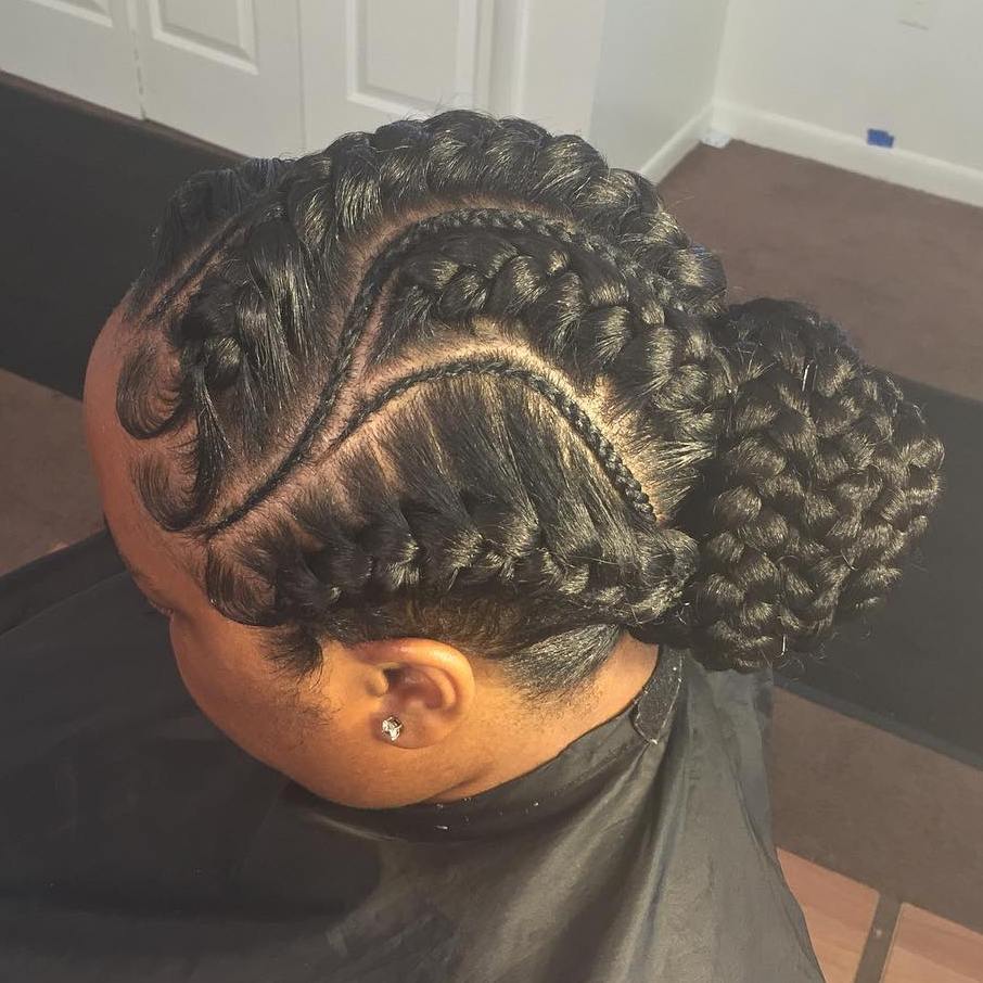 Goddess Braids Low Bun Updo