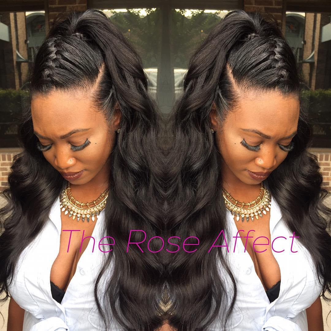Half Updo For A Long Weave