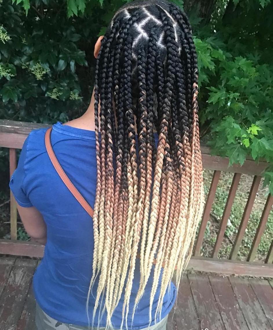 Long Black To Blonde Box Braids