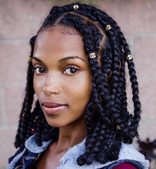 medium length thick box braids