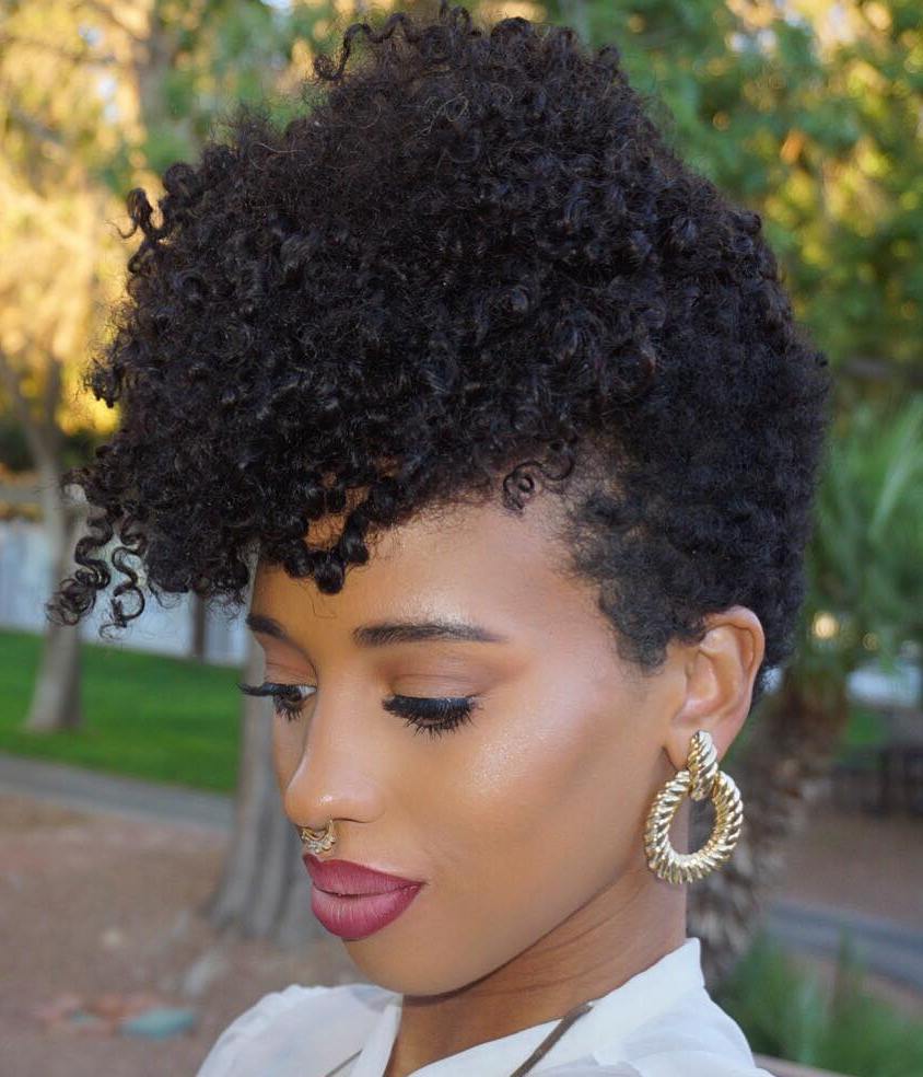 Short Curly Black Hairstyle With Bangs