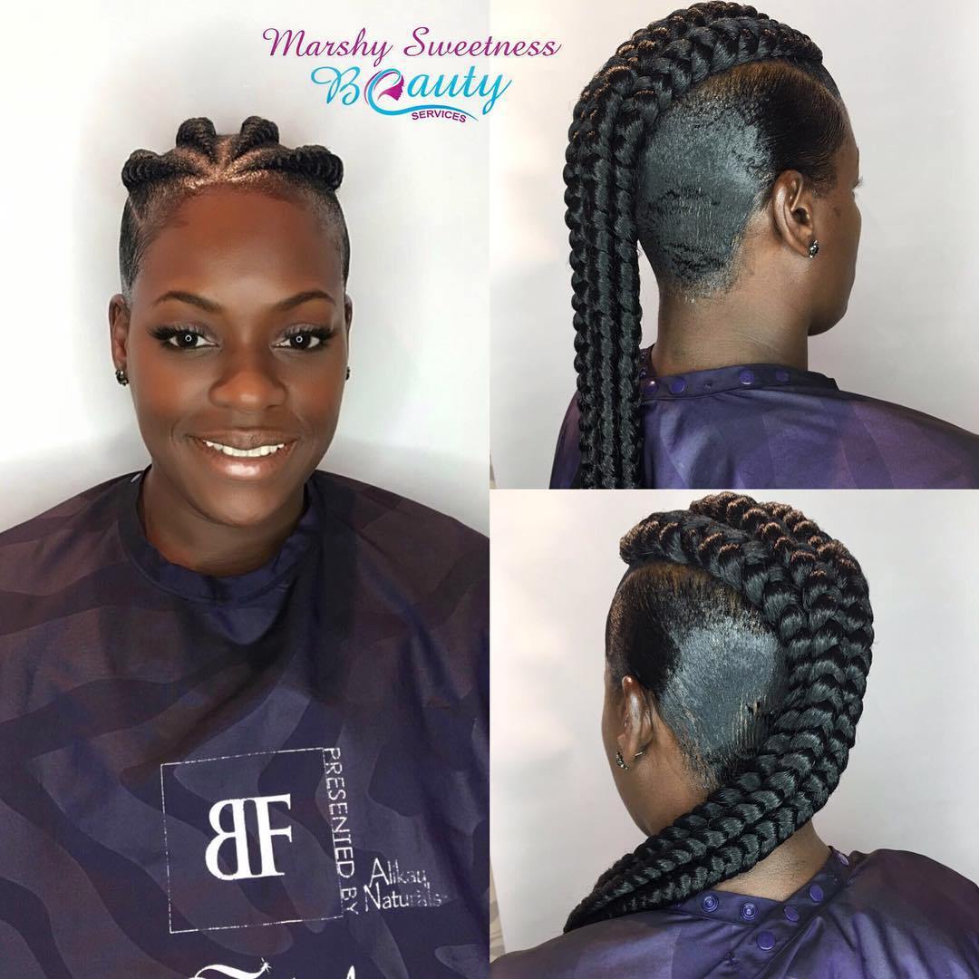 Women's Black Braided Mohawk