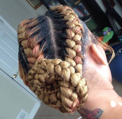 blonde goddess braids bun updo