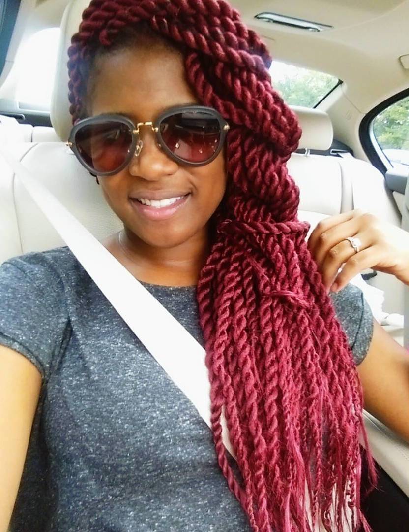 Cherry Red Twists Side Hairstyle