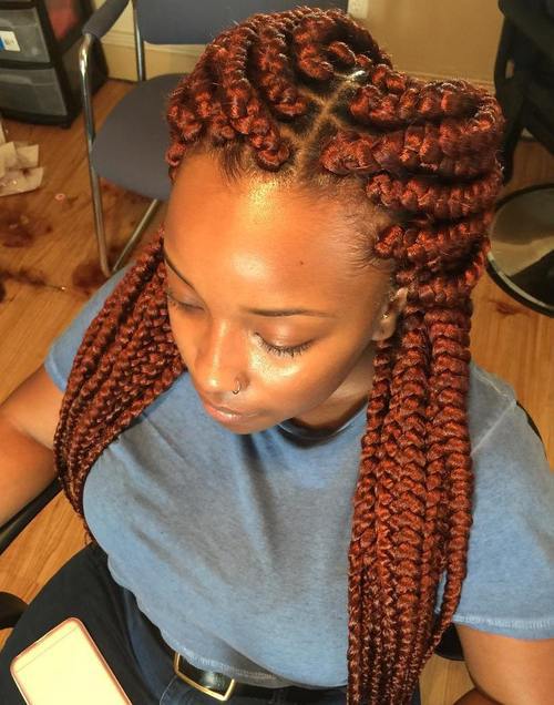 copper red big box braids