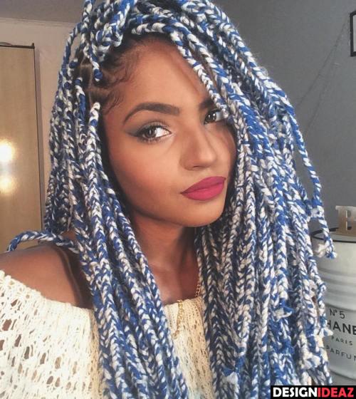 Layered Blue Melange Yarn Braids