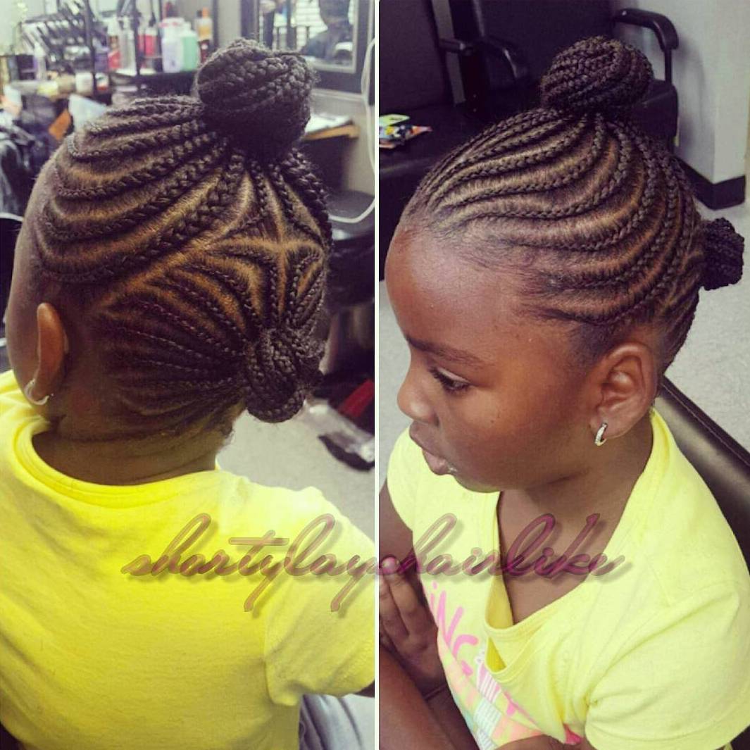 Little Girls Cornrows And Buns Updo