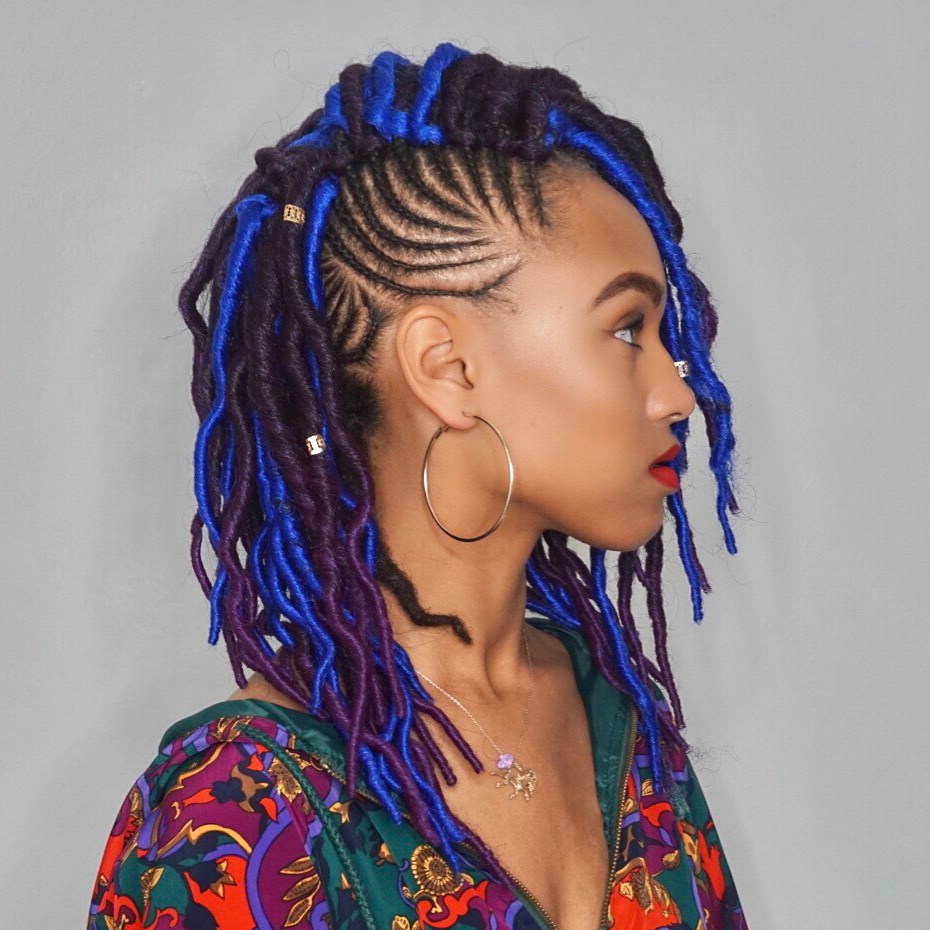 Medium Side Swept Layered Faux Locs