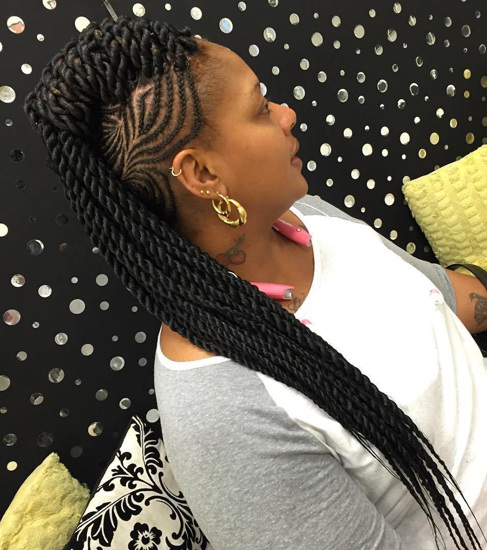 Twists Mohawk With Side Cornrows