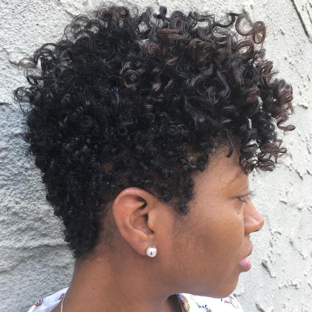 Black Curly Tapered Haircut For Women
