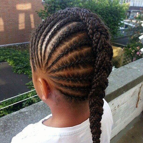 black girl's braided Mohawk