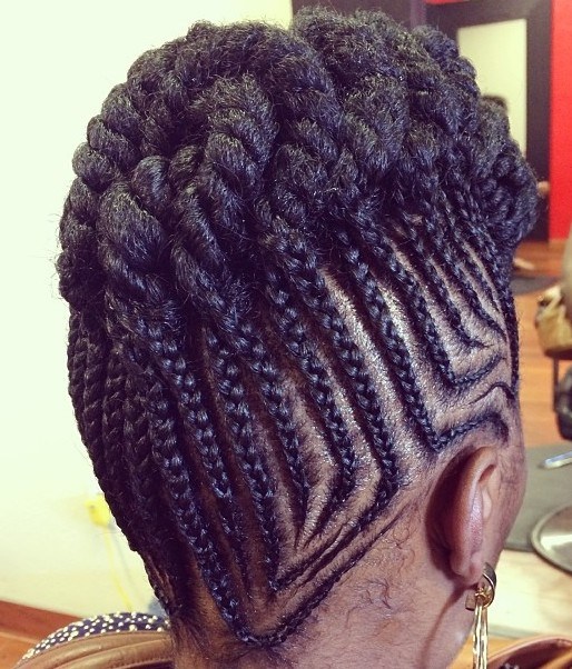 Cornrows With Twists Updo