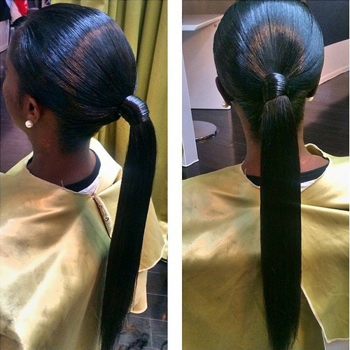 sleek low ponytail