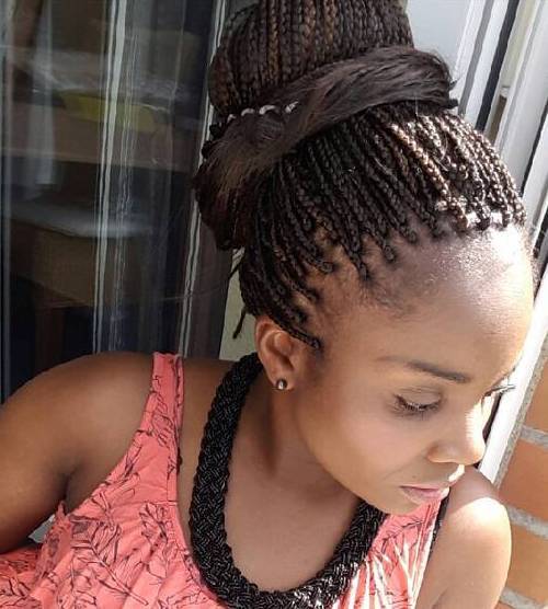 Bun Updo For Box Braids