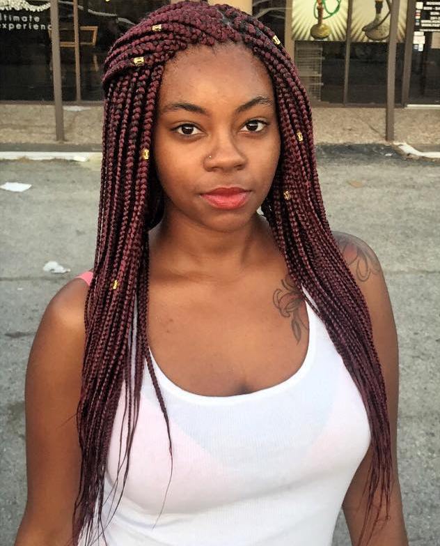 Burgundy Box Braids