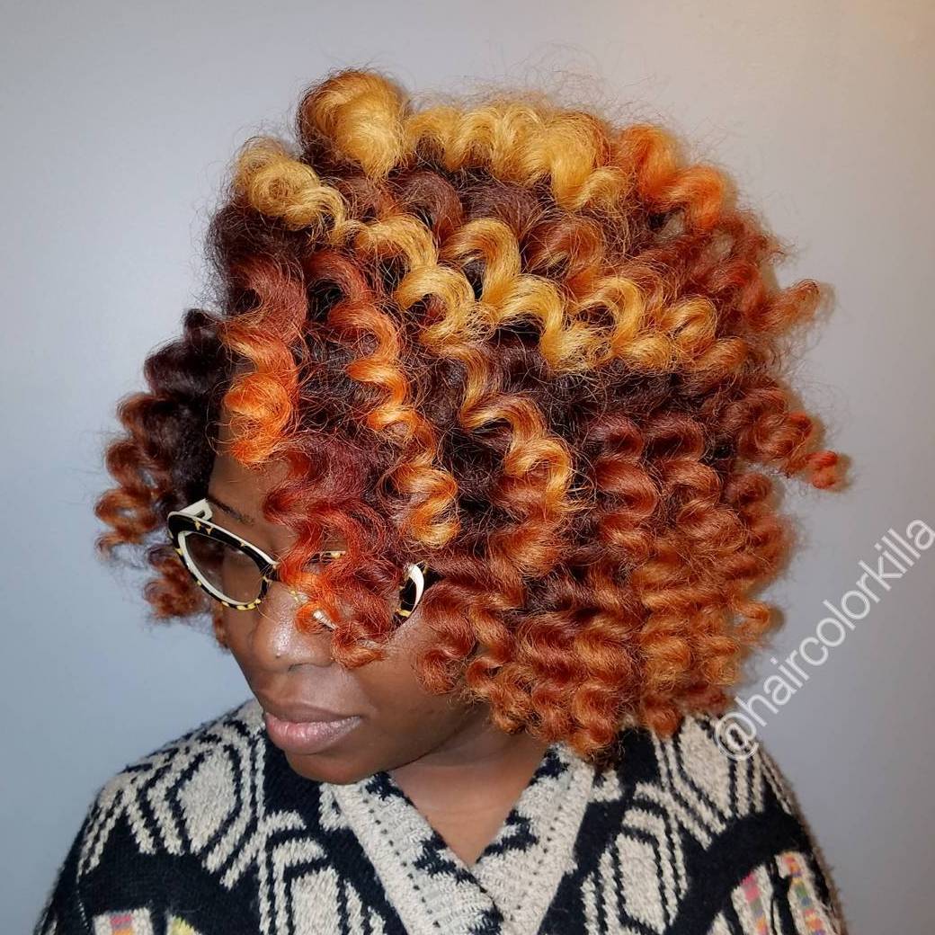 Copper And Orange Twist Out For Medium Hair