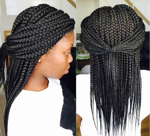 half pony for medium length thick box braids