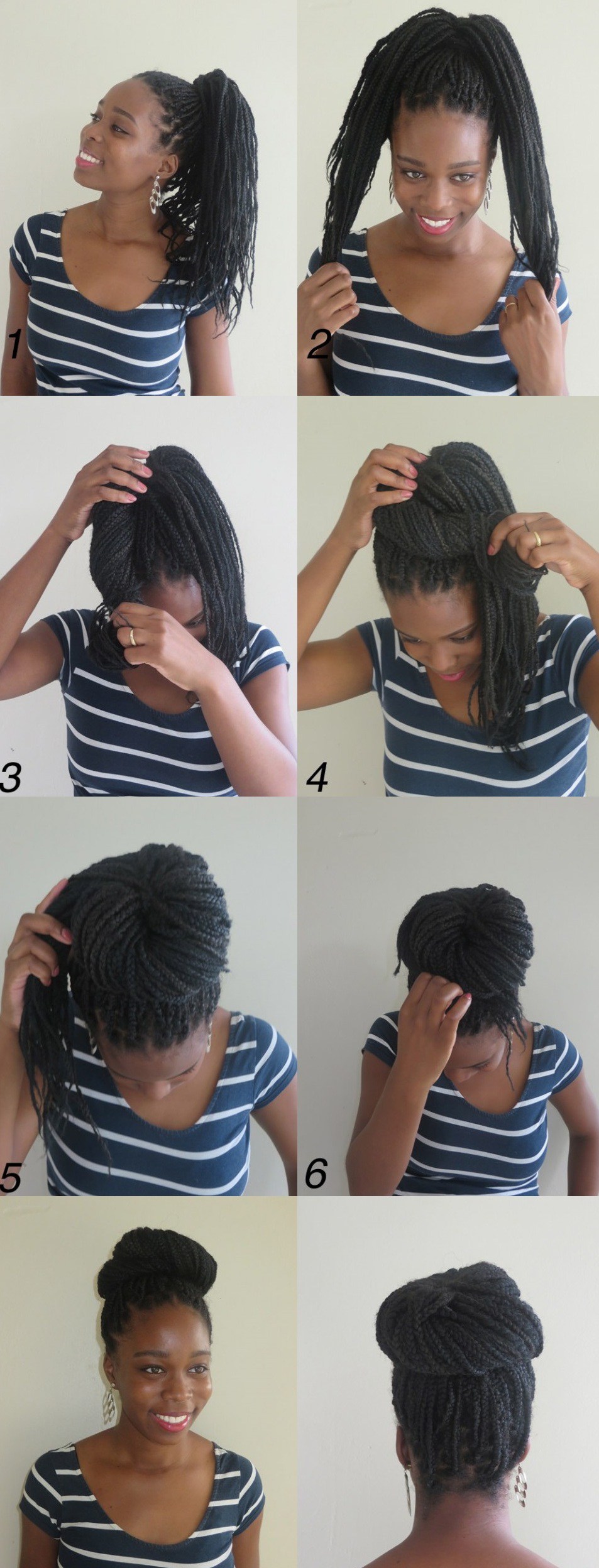 High Large Box Braids Bun