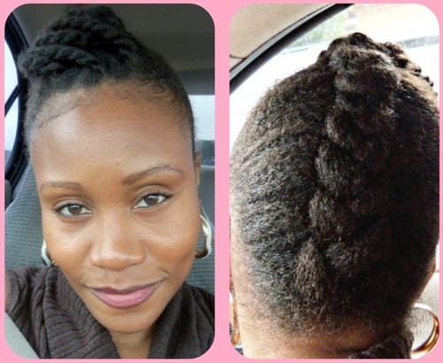 black braided fauxhawk updo for natural hair