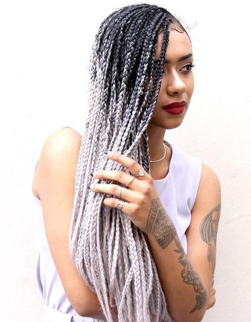 black to blonde ombre long box braids