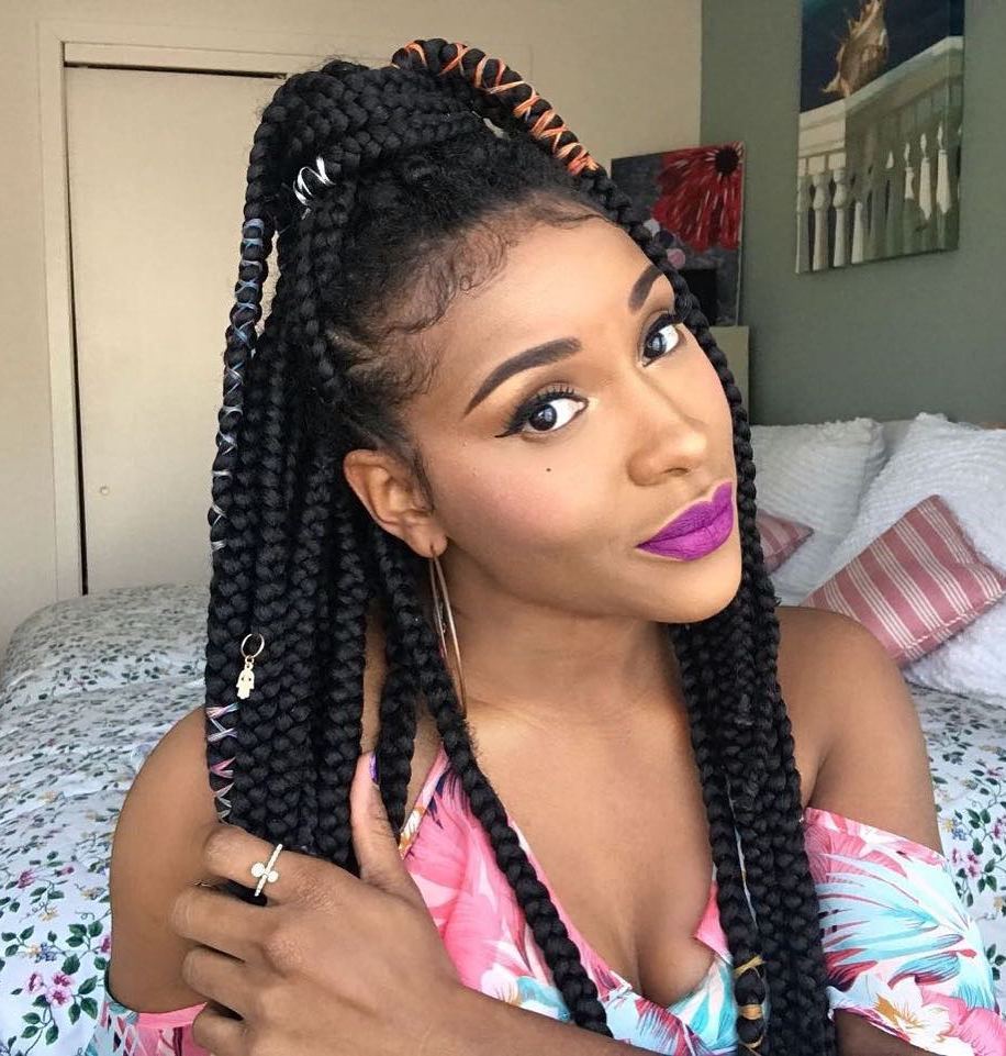 Box Braids Half Up Ponytail