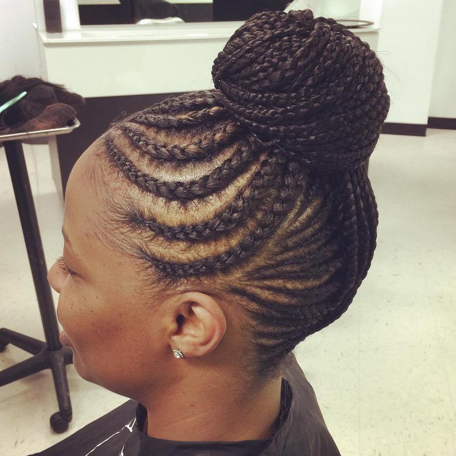 Braided Bun With Curvy Cornrows