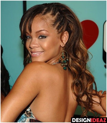 HALF TEMPLE CORNROWS WITH A SIDE BANG