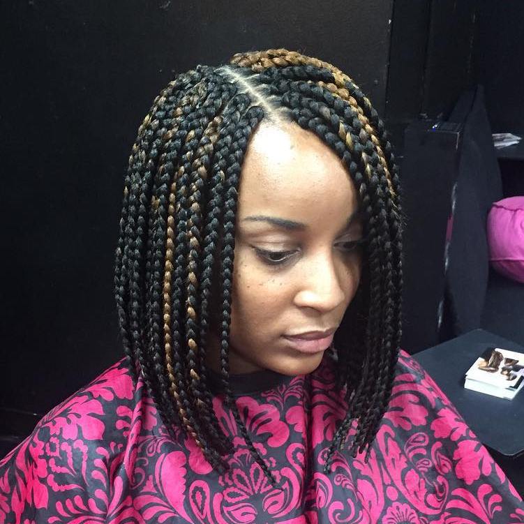 Black Bob Braids With Highlights