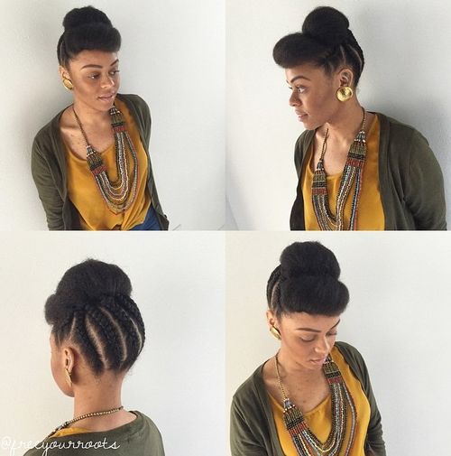 cute braided natural updo