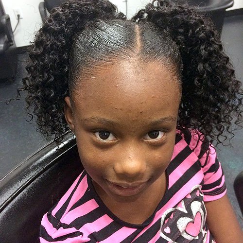 curly pigtails for black girls