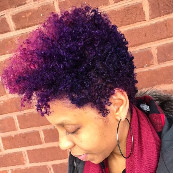 Purple Tapered Natural Hairstyle