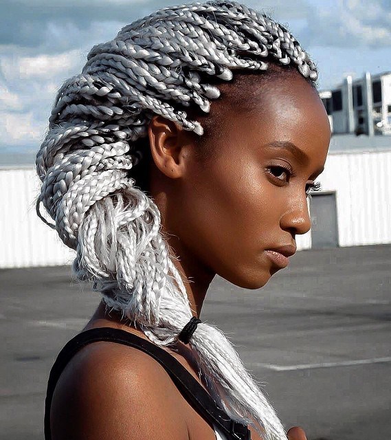 Silver Blonde Box Braids